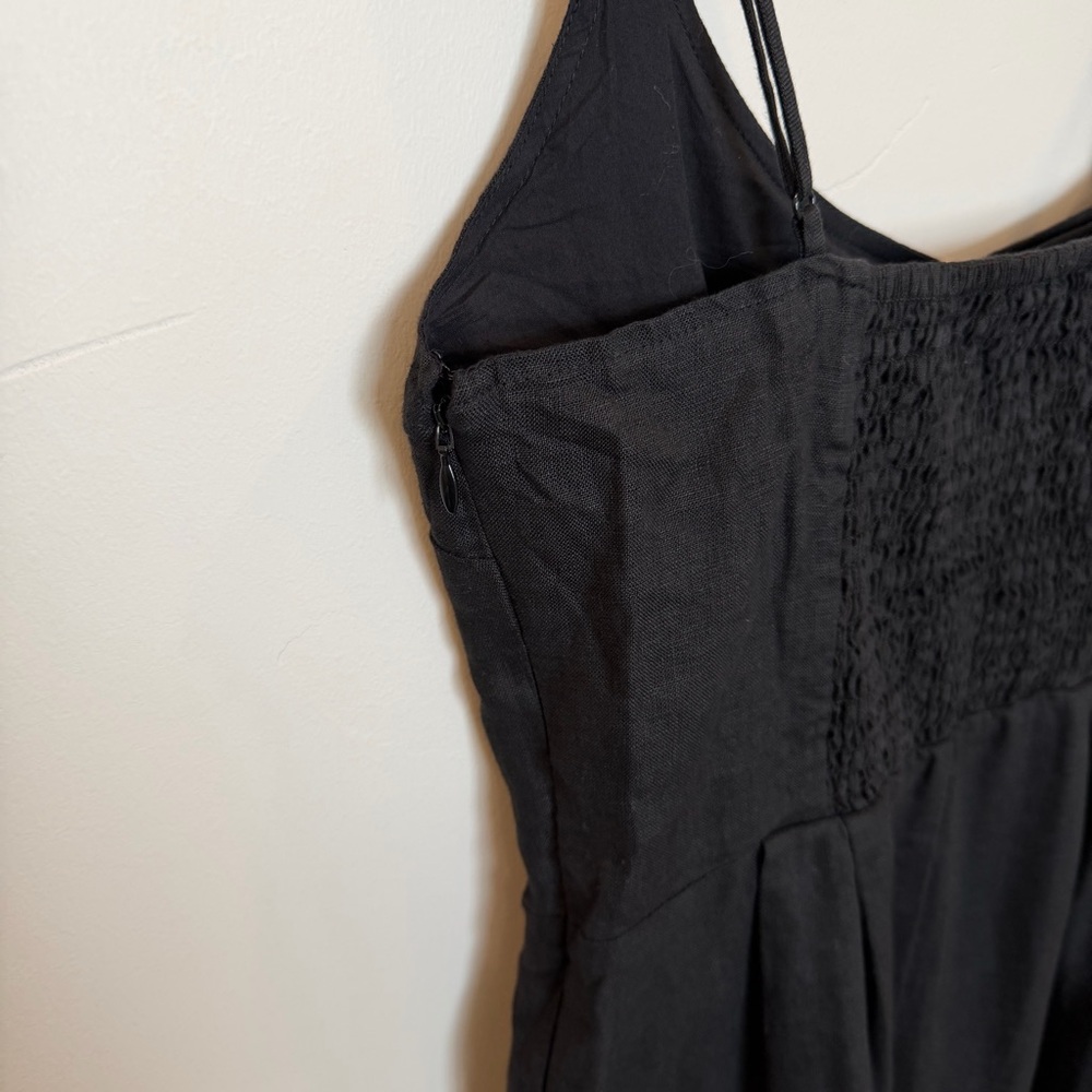 Quince 100% European Linen Scoop Neck Midi Dress, Black, Small - Picture 10 of 11